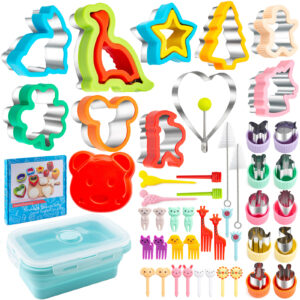 Sandwich Cutter for Kids Lunch 48 pcs, Sandwich Maker, Cookie Cutters and Sealer Set, Vegetable Fruit Biscuit Cutters, Dinosaur Mickey Shape for Boys Girls