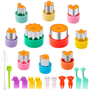 Fruit Cutters Shapes for Kids 22 Pcs, Mini Cookie Cutters Set, Vegetable Cutter with Food Picks